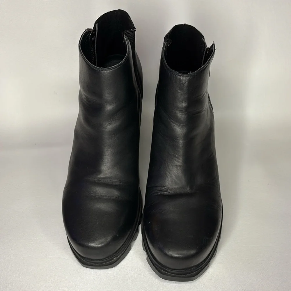Sorel Joan Of Arctic Wedge II Zipper Side Leather Boot Bootie Hidden Wedge 9 - Picture 2 of 8